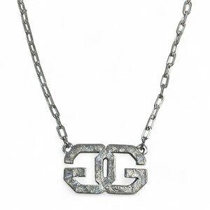 Vintage Givenchy Interlocking GG Choker Necklace Silver Tone Chain Link